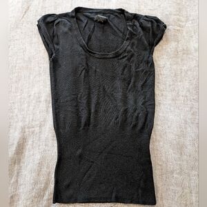 Frenchi Puff Sleeve Knit Top Black Size XS